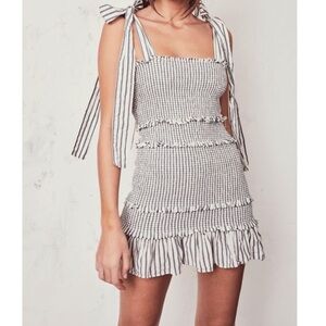 Loveshackfancy belle striped smocked cotton mini dress